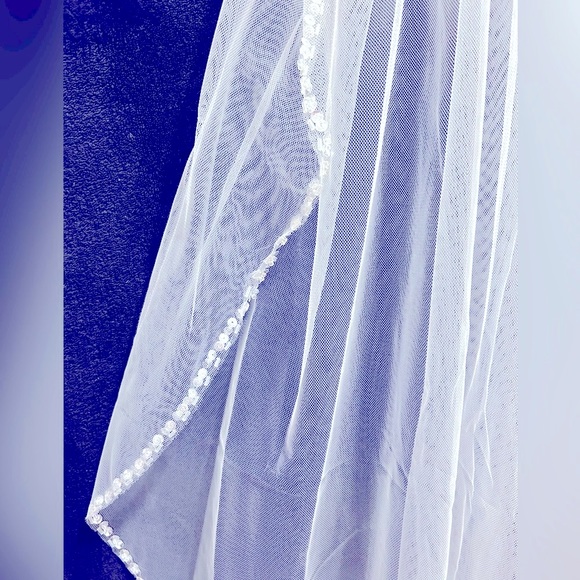 💕Fingertip wedding veil. With sequins and beads. - Picture 2 of 5